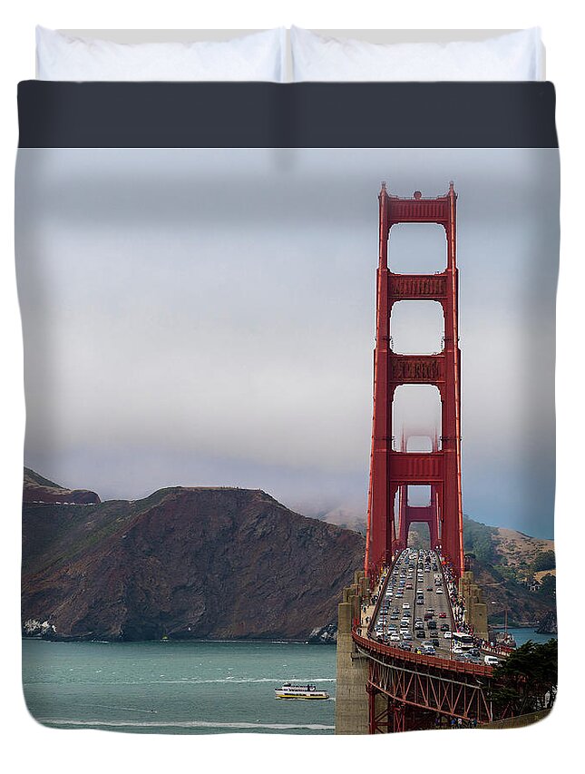  Duvet Cover featuring the photograph Golden Gate by Bryan Xavier