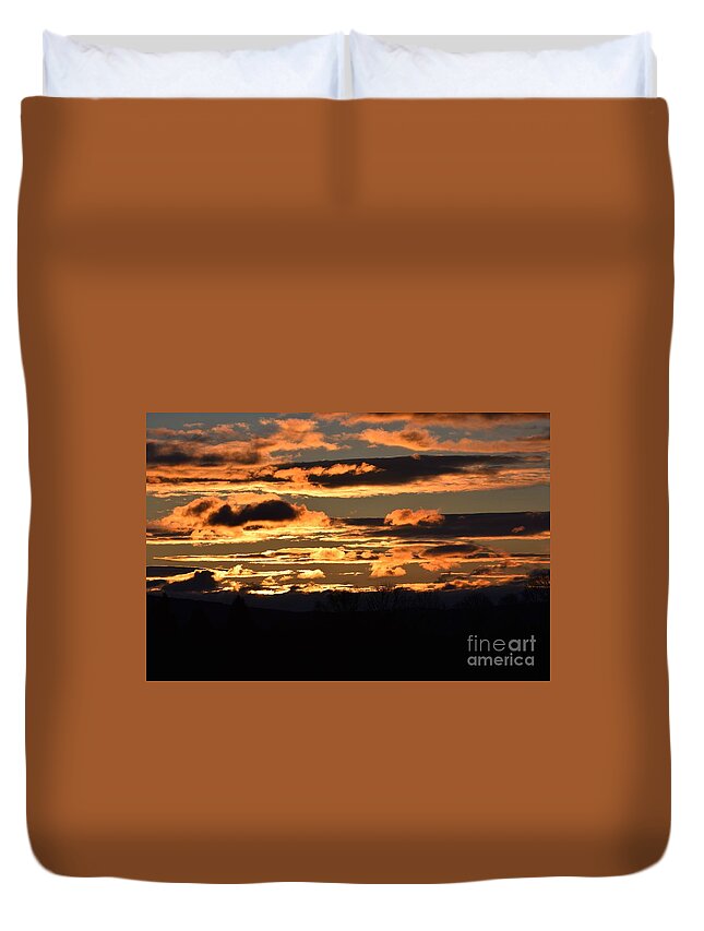 Clouds Duvet Cover featuring the photograph Golden Heavens by Julie Street