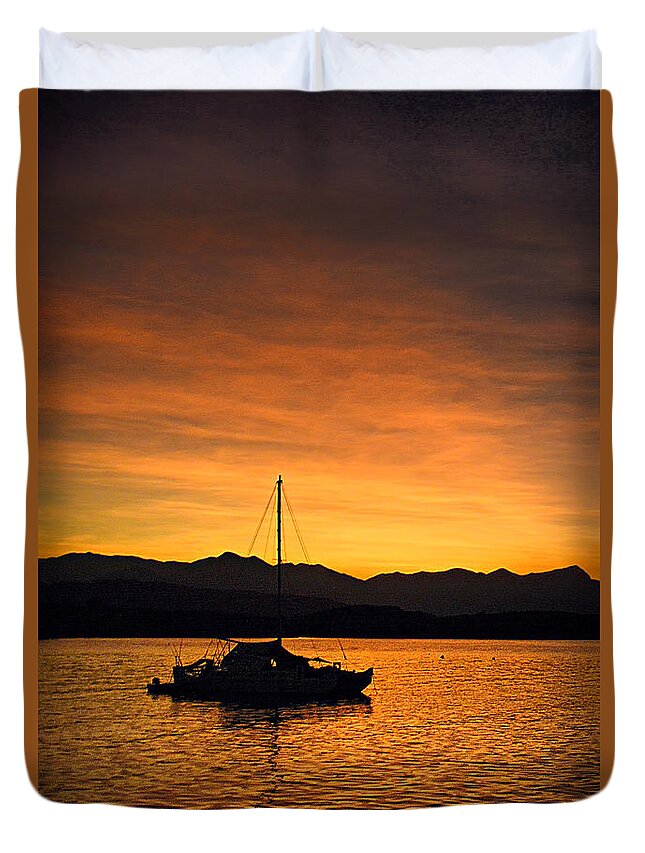 Golden Duvet Cover featuring the photograph Golden hour by Andrei SKY