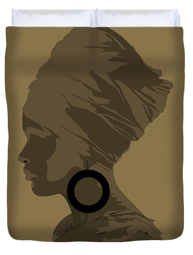 Queen Duvet Cover featuring the digital art Golden Lady by Scheme Of Things Graphics