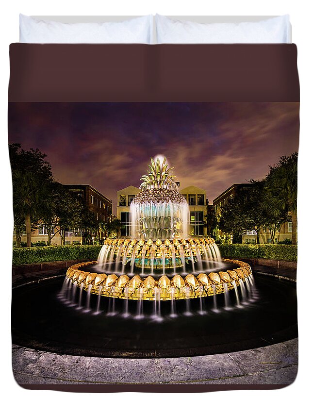 Pineapple Fountain Duvet Cover featuring the photograph Luminescence 1 by Norma Brandsberg