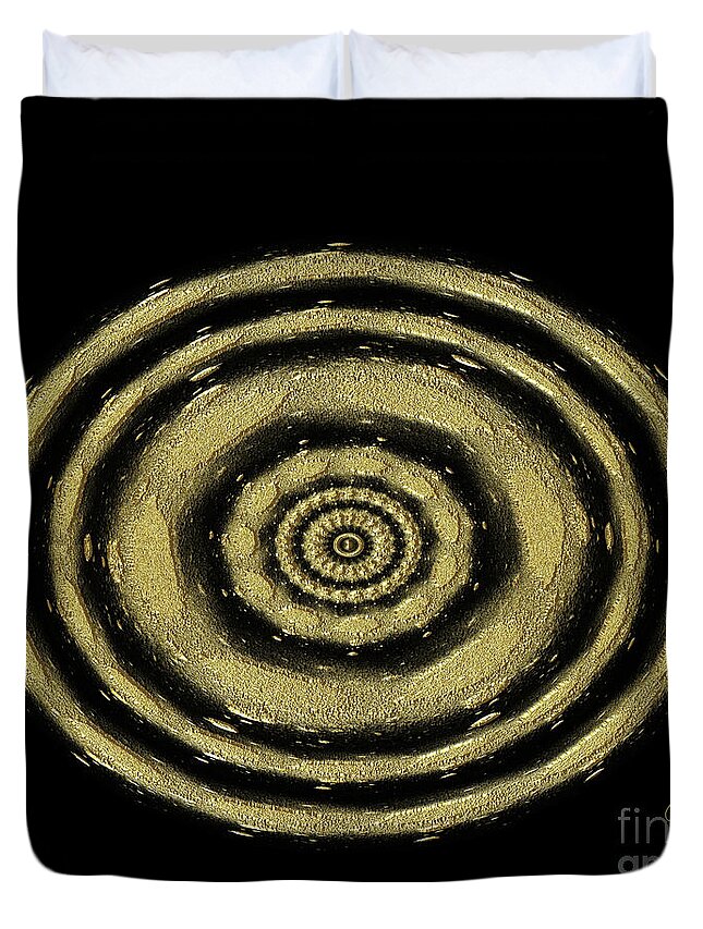 Gabriele Pomykaj Duvet Cover featuring the digital art Golden Rotating Circles by Gabriele Pomykaj