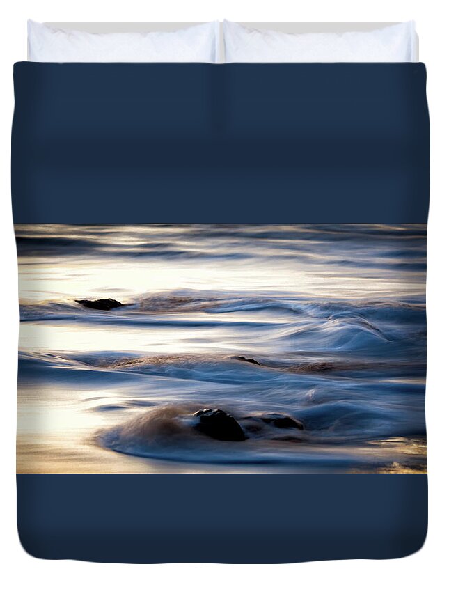 Water Duvet Cover featuring the photograph Golden Serenity by Jason Roberts