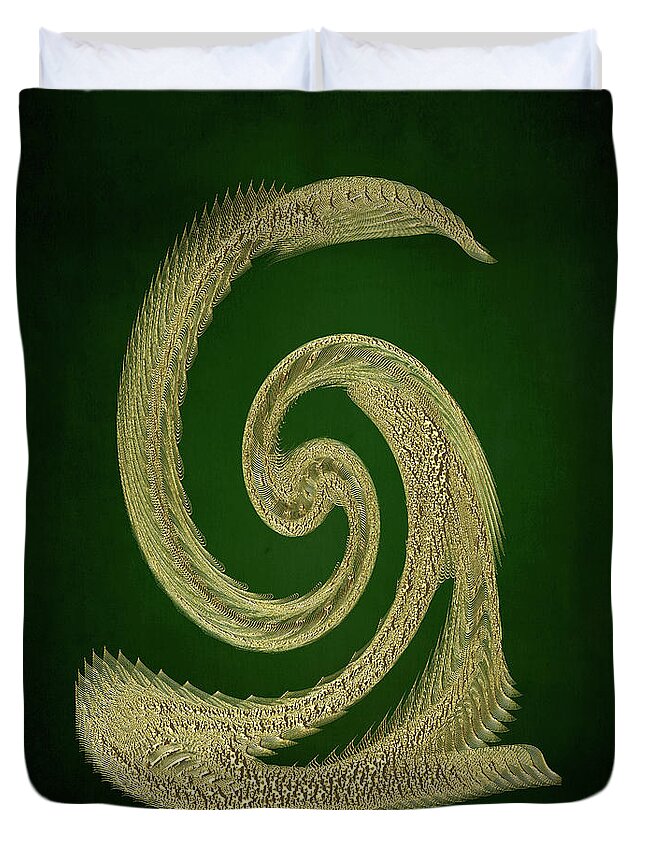 Gabriele Pomykaj Duvet Cover featuring the digital art Golden Snake Abstract by Gabriele Pomykaj
