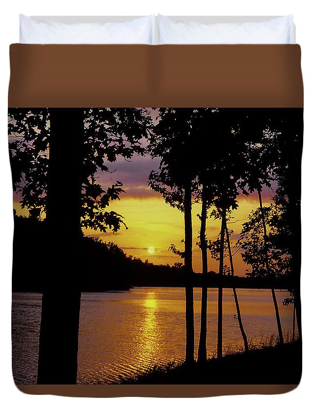Sunset Duvet Cover featuring the photograph Golden Sunset by James L Bartlett