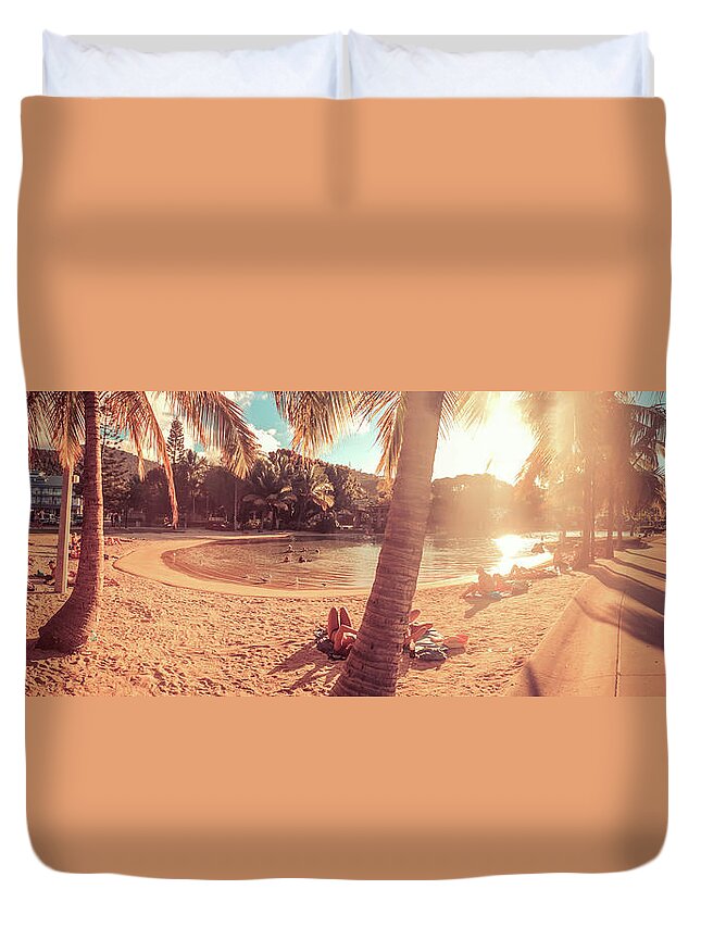 Airlie Beach Duvet Cover featuring the photograph Golden Sunsets of Airlie Beach by Az Jackson