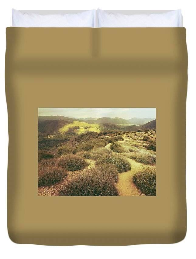 Poppy Duvet Cover featuring the digital art Golden Trails by Kevyn Bashore
