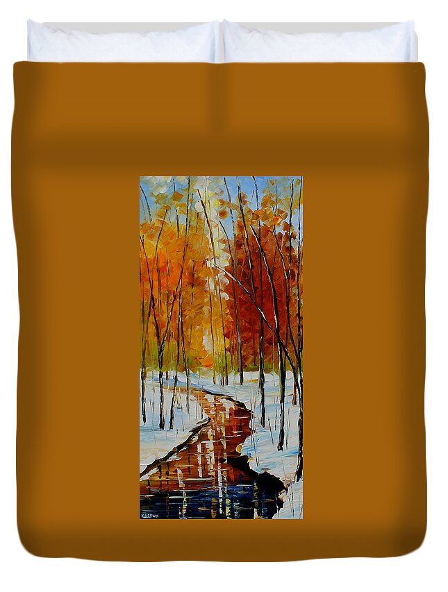 Winter Duvet Cover featuring the painting Golden Winter by Kevin Brown