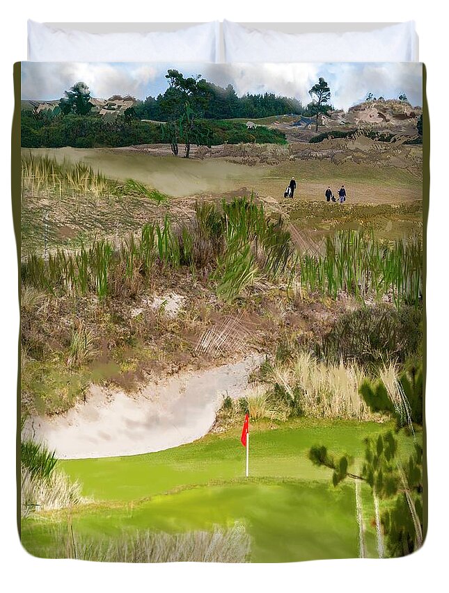 Golf Duvet Cover featuring the digital art Golf Challenge by Dale Stillman