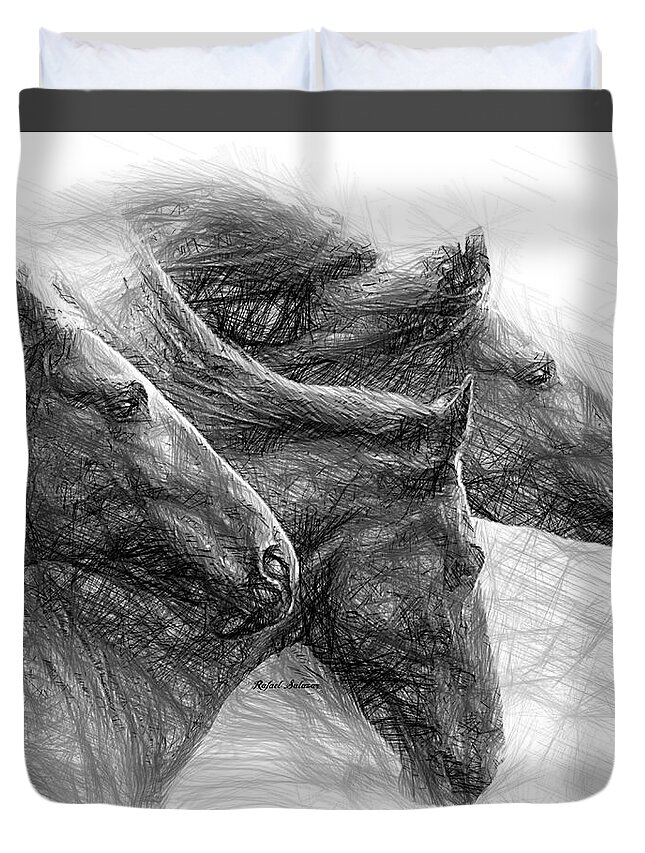 Rafael Salazar Duvet Cover featuring the digital art Gomer, Tease and Hazel by Rafael Salazar