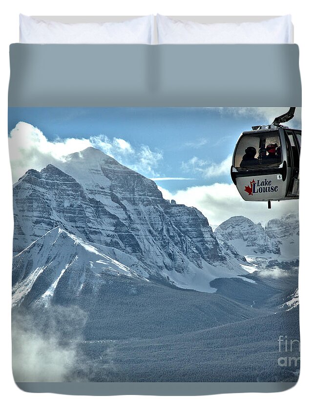 Lake Louise Duvet Cover featuring the photograph Hanging Above The Canadian Rockies by Adam Jewell