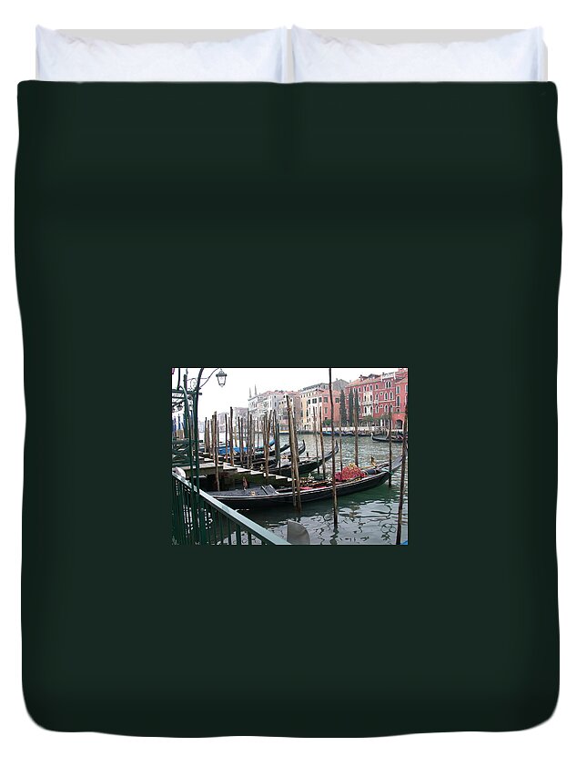  Duvet Cover featuring the photograph Gondolas by Aggy Duveen