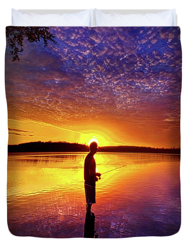 Rural Duvet Cover featuring the photograph Gone Fishing by Phil Koch
