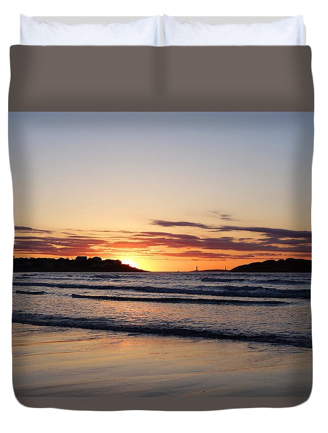 Gloucester Duvet Cover featuring the photograph Good Harbor Beach at Sunrise Gloucester MA by Toby McGuire