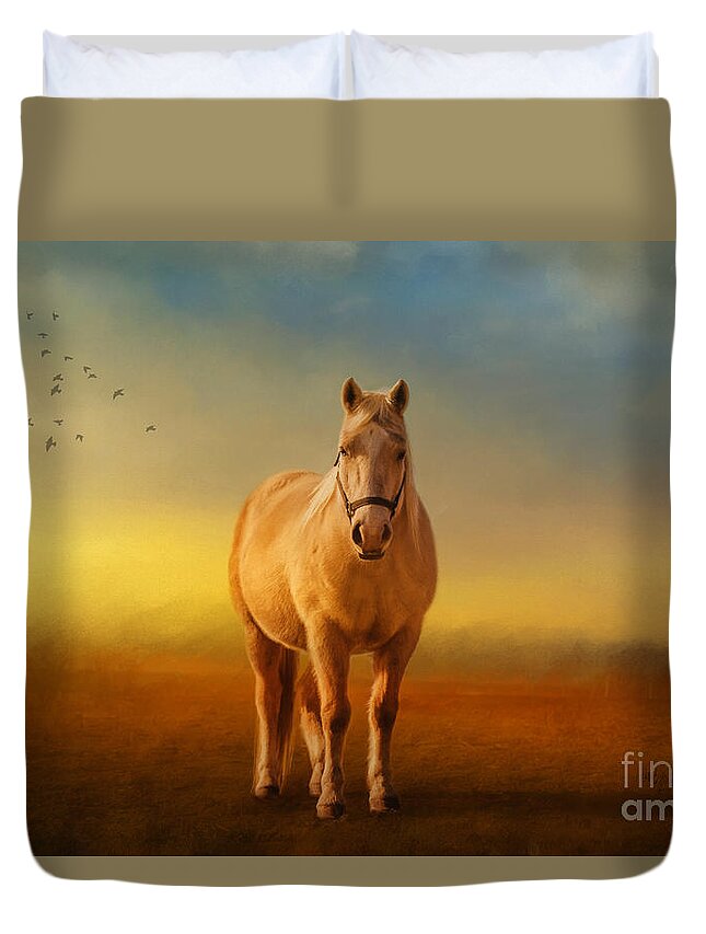 Horse Duvet Cover featuring the photograph Good Morning Sweetheart by Lois Bryan