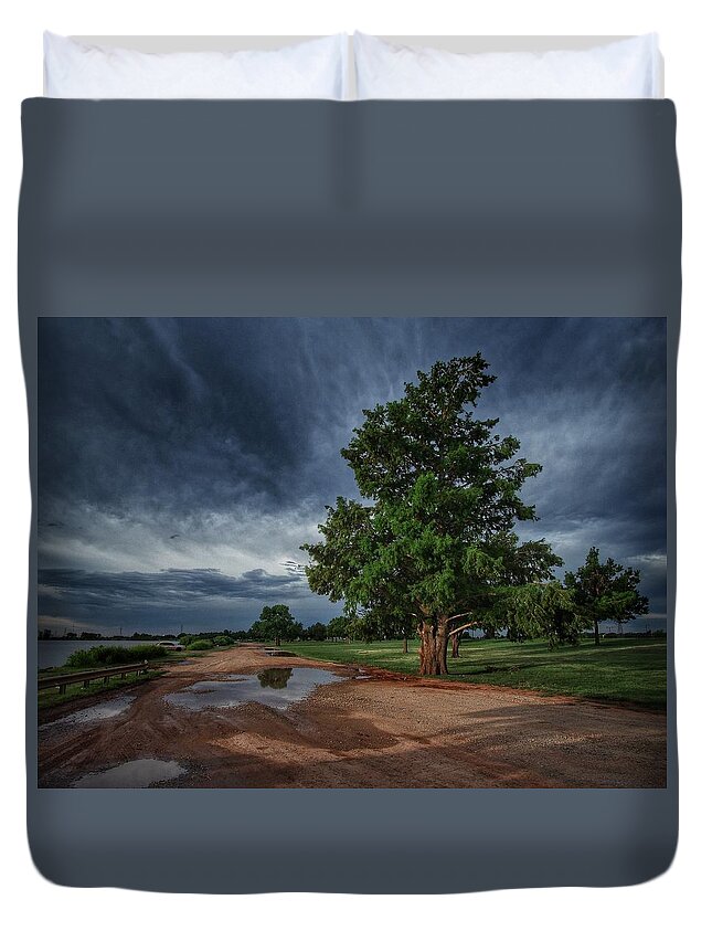 Lake Overholser Duvet Cover featuring the photograph Good Morning Tree and Sky by Buck Buchanan