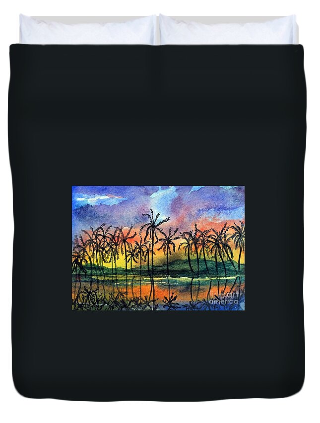 Hawaii Duvet Cover featuring the painting Good Night Hawaii by Randy Sprout