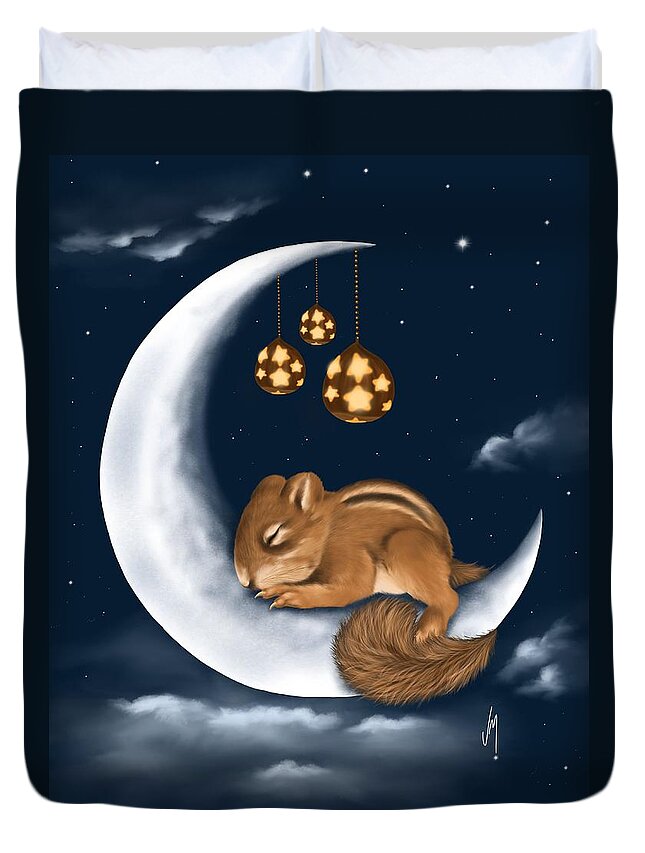 Good Night Duvet Cover featuring the painting Good night by Veronica Minozzi