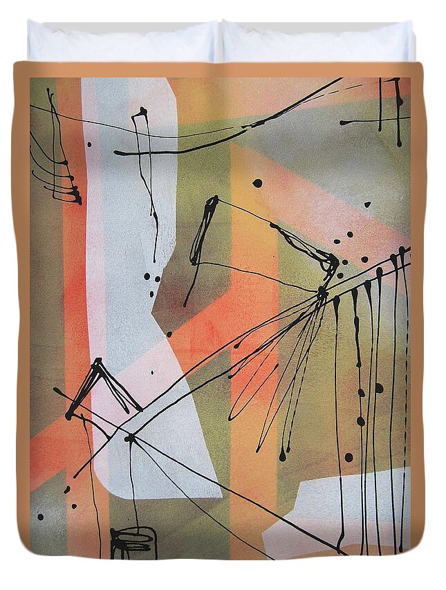 Abstract Duvet Cover featuring the painting Good Vibrations One by Louise Adams