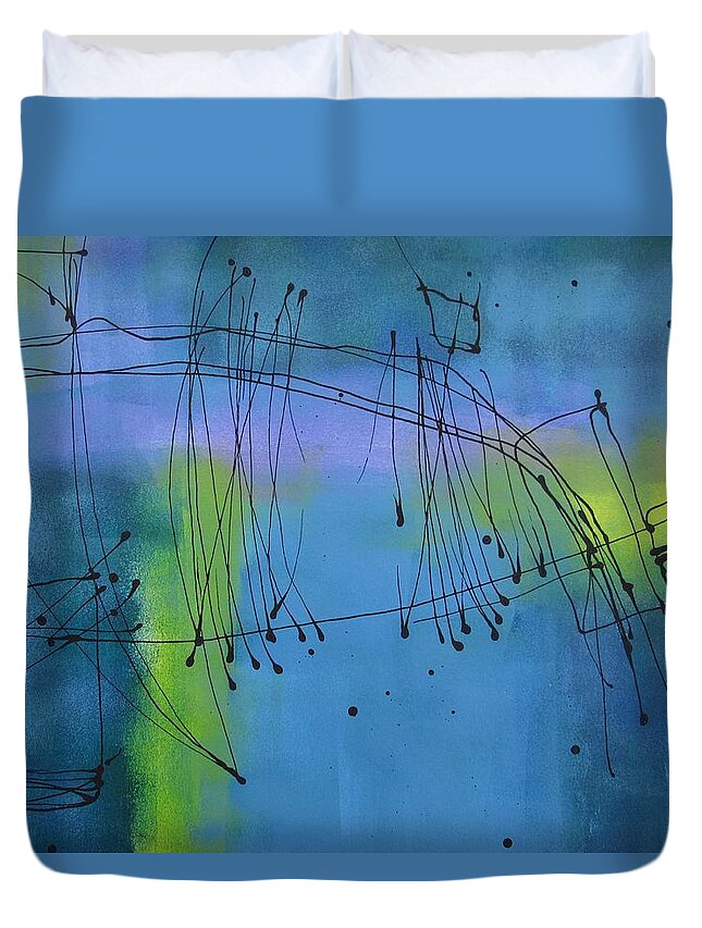 Abstract Duvet Cover featuring the painting Good Vibrations Three by Louise Adams