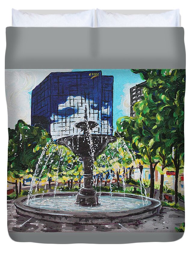 Gore Park Fountain Hamilton Ontario Duvet Cover For Sale By