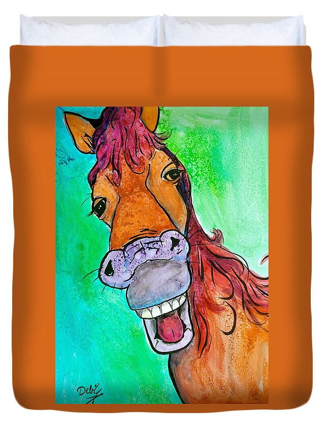 Gossip Duvet Cover featuring the painting Gossip by Debi Starr