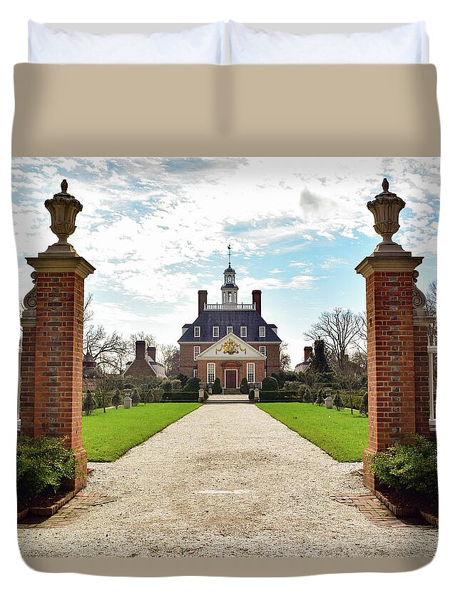 Virginia Duvet Cover featuring the photograph Governor's Palace in Williamsburg, Virginia by Nicole Lloyd