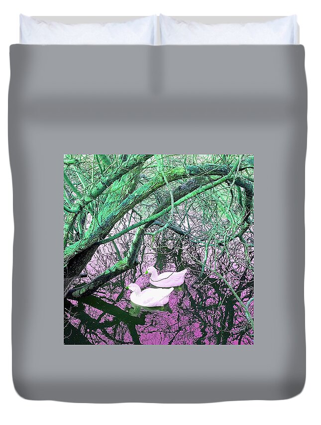 Countrylife Duvet Cover featuring the photograph Grace And Flow In Emerald Green by Rowena Tutty