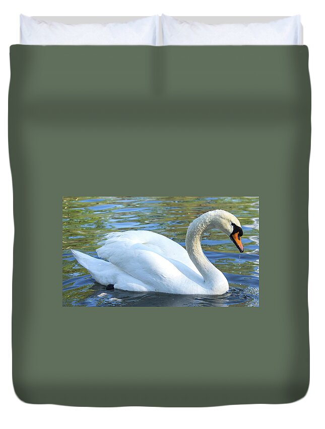 Swan Duvet Cover featuring the photograph Grace by Holly Ross