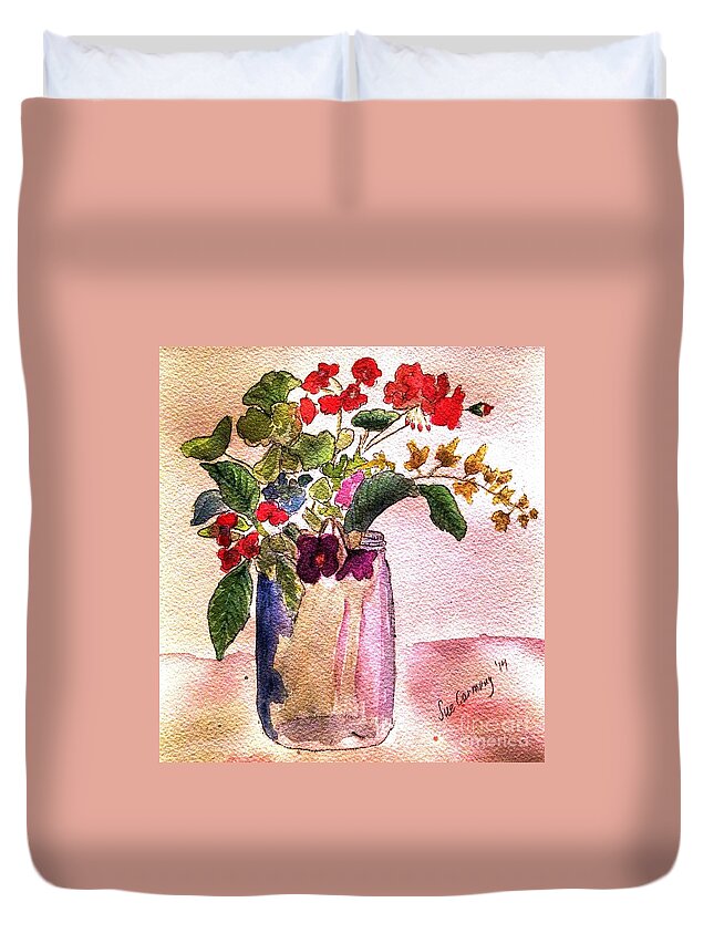 Flowers Duvet Cover featuring the painting Graceful by Sue Carmony