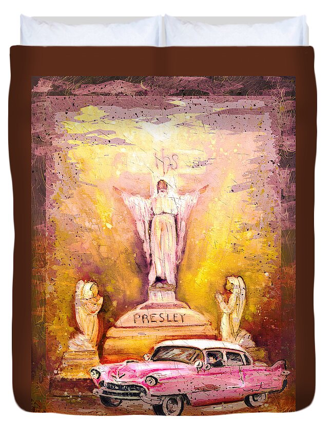 Travel Duvet Cover featuring the painting Graceland Authentic Madness by Miki De Goodaboom