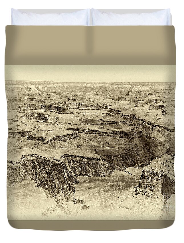 Grand Canyon Duvet Cover featuring the photograph Grand Canyon Aged Look by Chuck Kuhn