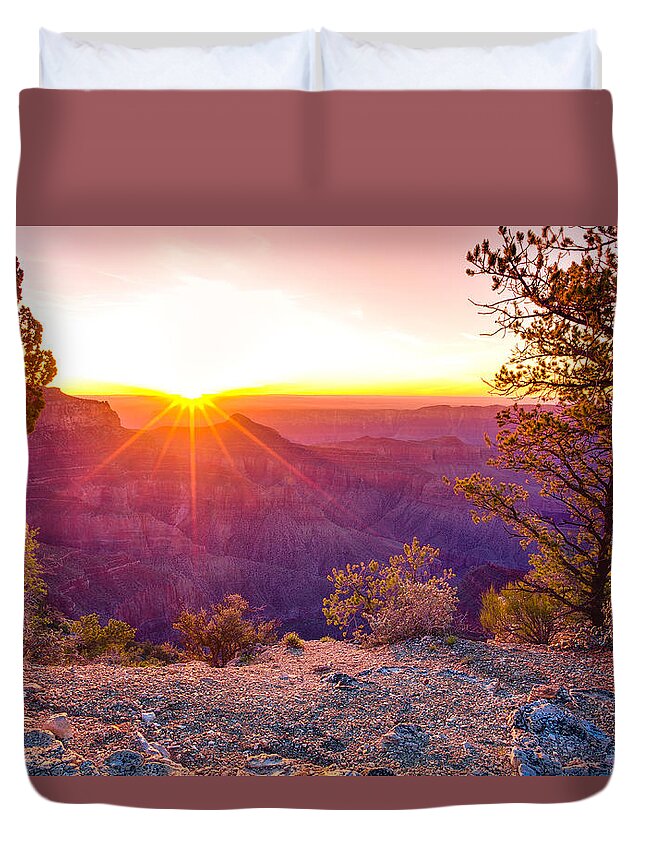 Adventure Duvet Cover featuring the photograph Grand Canyon Sunrise by Scott McGuire
