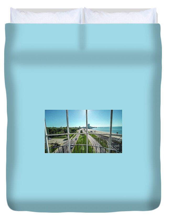 1t Duvet Cover featuring the photograph Grand Lighthouse View Biloxi MS 1T by Ricardos Creations