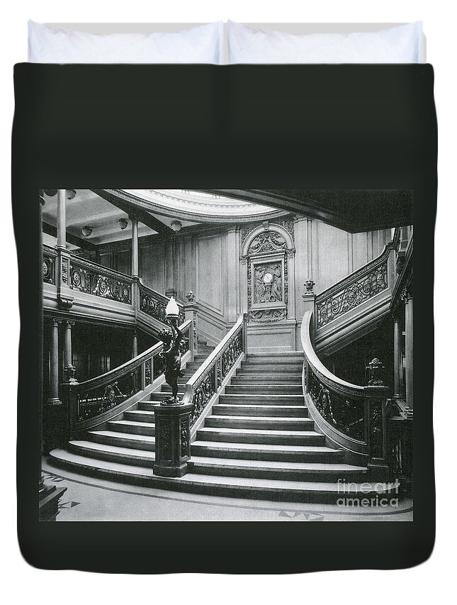 Titanic Duvet Cover featuring the photograph Grand Staircase Of The Titanic by Photo Researchers