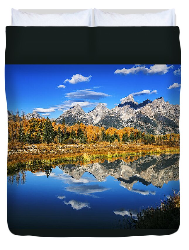 Grand Teton Duvet Cover featuring the photograph Grand Teton autumn beauty by Vishwanath Bhat
