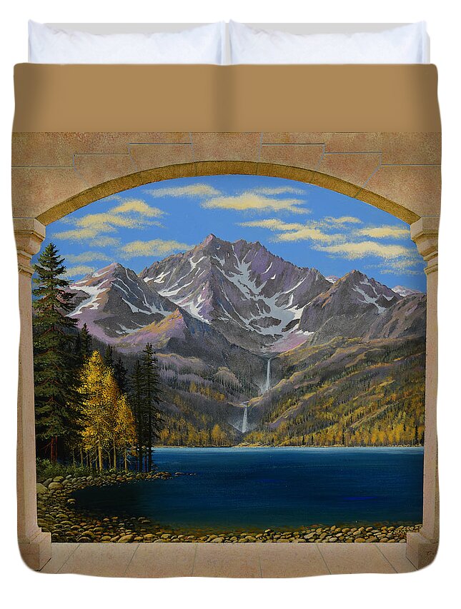 Grand Vista Duvet Cover featuring the painting Grand Vista Mural Sketch by Frank Wilson