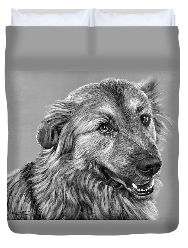 Dog Duvet Cover featuring the painting Granddog Kuper by John Neeve