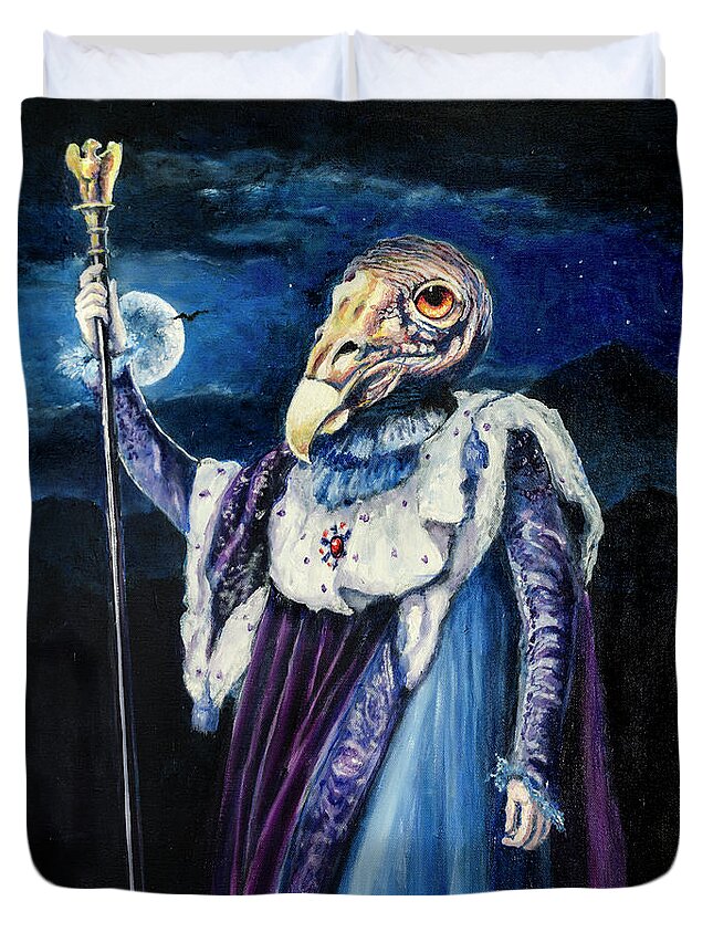 Buzzard Duvet Cover featuring the painting Grandfather Buzzard Cathartes Aura by Rick Mosher
