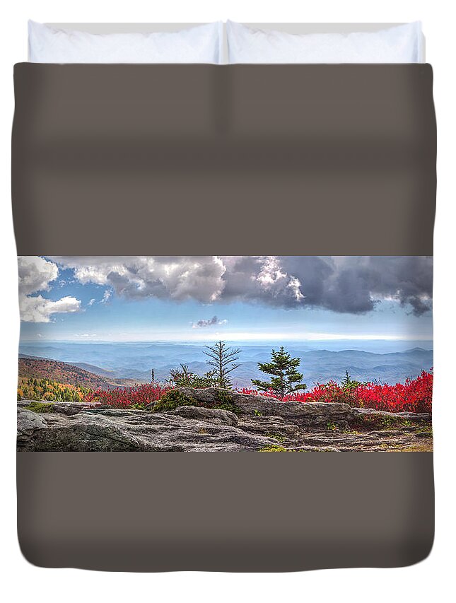 Panorama Duvet Cover featuring the photograph Grandfather Mountain Panorama 03 by Jim Dollar