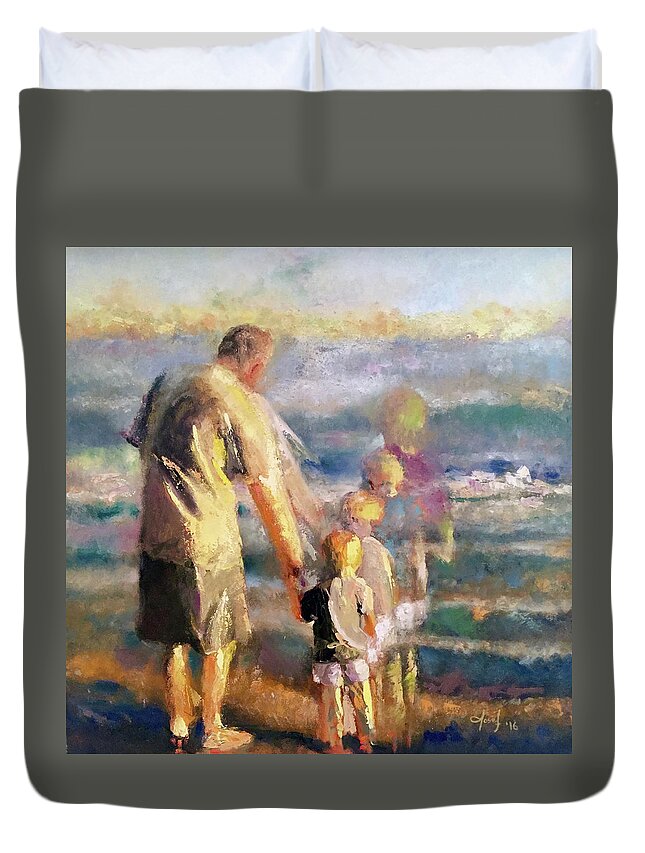  Duvet Cover featuring the painting Grandpa Dino by Josef Kelly