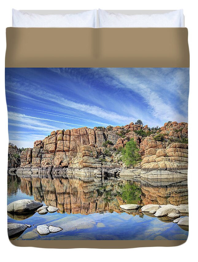 Watson Lake Duvet Cover featuring the photograph Granite Dells at Watson Lake by Donna Kennedy