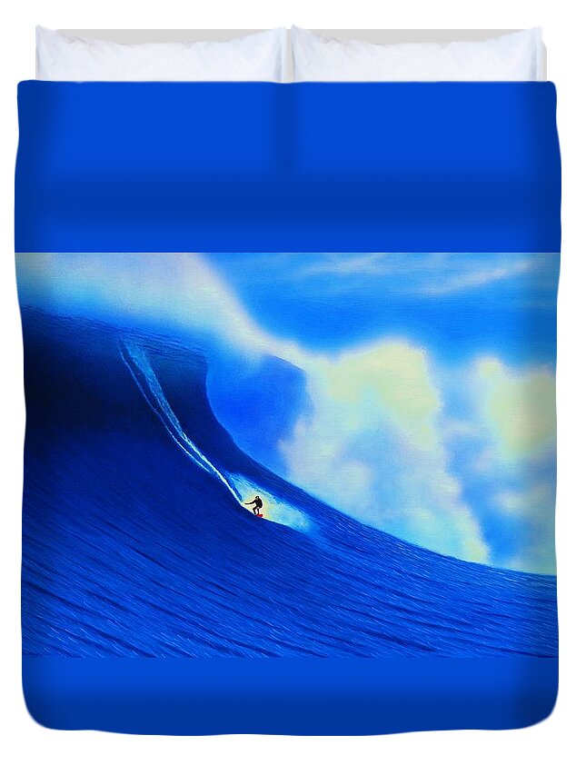 Surfing Duvet Cover featuring the painting Cortes Bank 2008 by John Kaelin