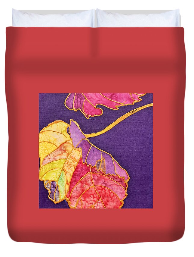  Duvet Cover featuring the painting Grape Leaves by Barbara Pease