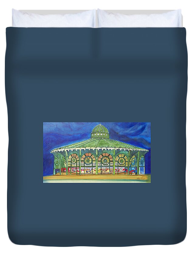 Night Paintings Of Asbury Park Duvet Cover featuring the painting Grasping the Memories by Patricia Arroyo