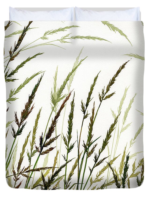 Design Duvet Cover featuring the painting Grass Design by James Williamson