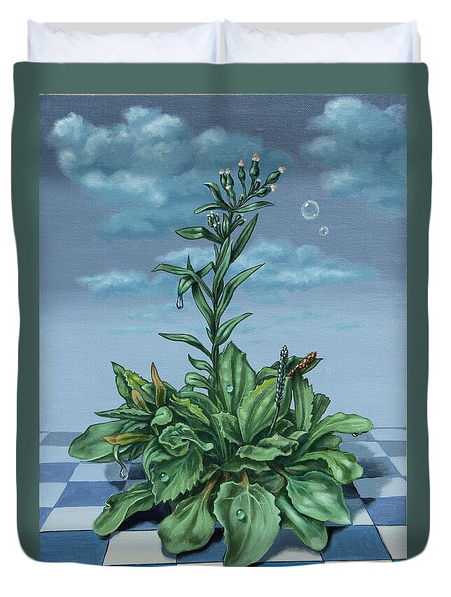 Grass Duvet Cover featuring the painting Grass by Victor Molev
