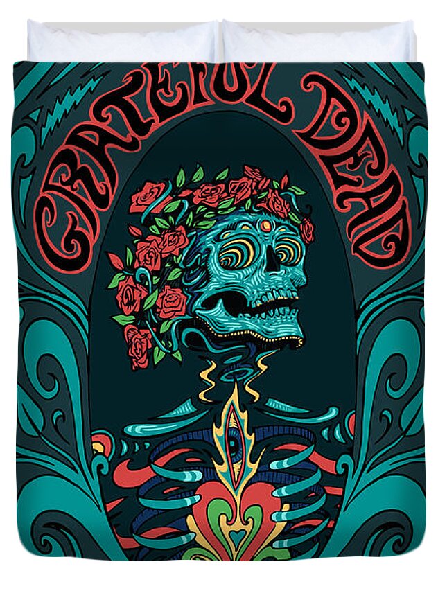 Grateful Dead Duvet Cover featuring the digital art Grateful Dead SANTA CLARA 2015 by Gd