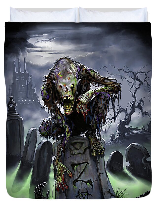 Graveyard Zombie Duvet Cover For Sale By Stanley Morrison