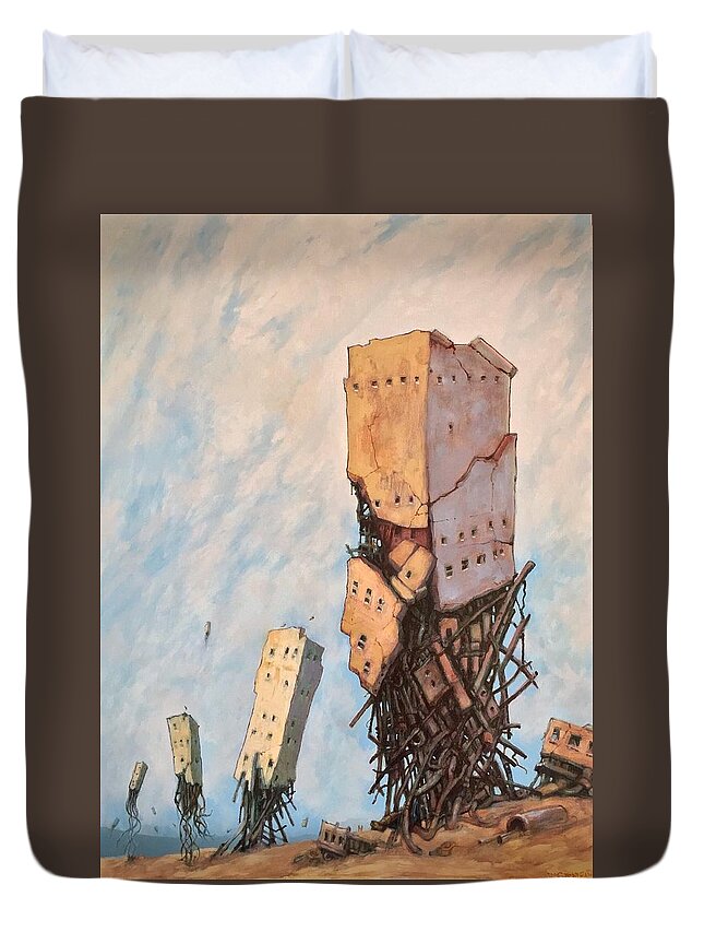 Landscape Duvet Cover featuring the painting Gravity Waves Goodbye by William Stoneham